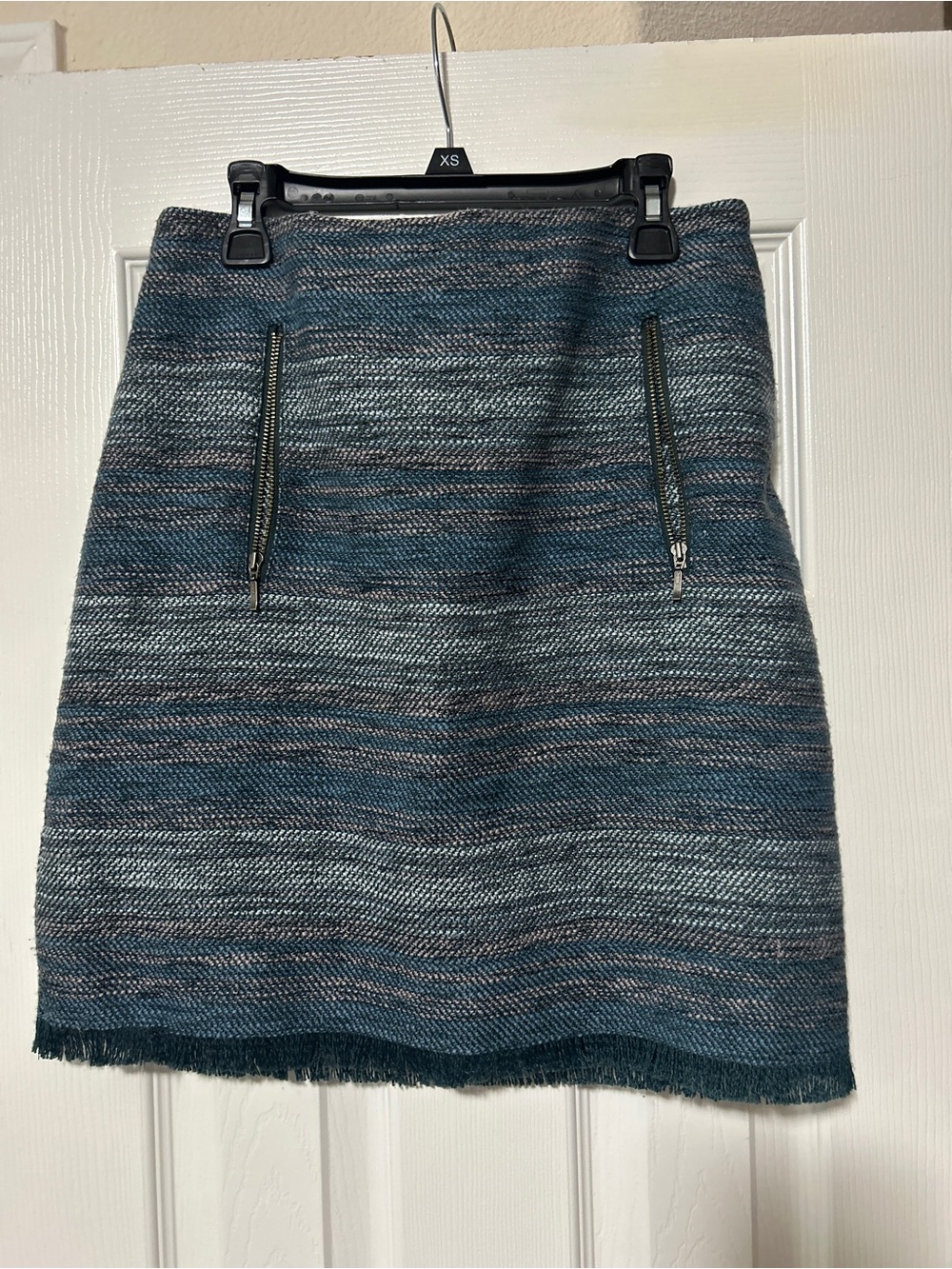 Ann Taylor LOFT Teal & Gray Tweed Pencil Skirt size 4